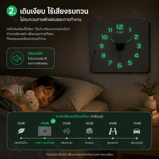 3D Luminous Wall Clock เสียงเงียบ สติกเกอร์ DIY นาฬิกาดิจิตอลสเตอริโอสําหรับตกแต่งบ้านและวันหยุด ห้องนั่งเล่น สํานักงาน
