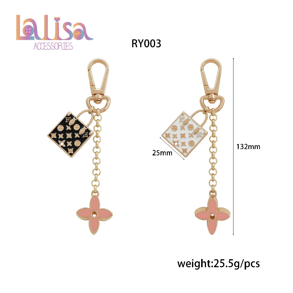 พวงกุญแจห้อยกระเป๋าดอกไม้สีพาสเทล จี้หรูหรา alloy bag chain RY002 RY003