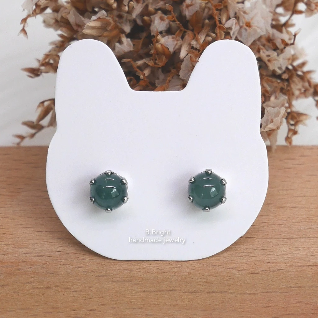 มีส่งด่วน💥 ต่างหูหิน หยกพม่า Jadeite แท้ 100% ก้านสแตนเลส งานทำมือ พร้อมส่งค่ะ