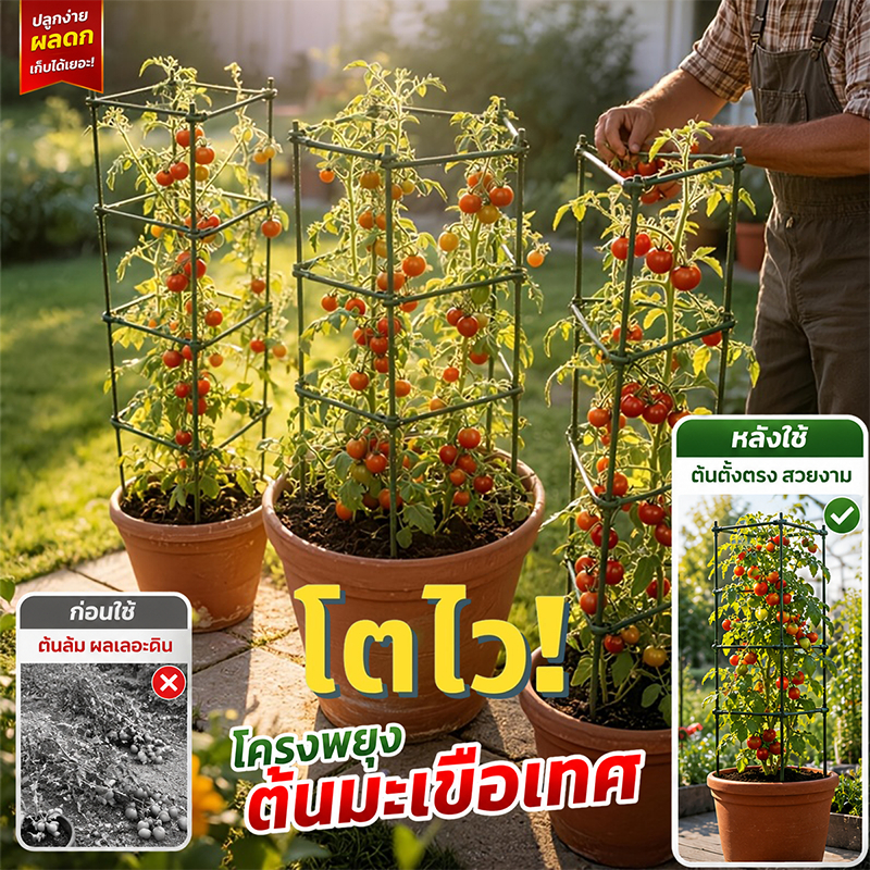 ไม้ค้ำต้นไม้ DIY โครงปลูกผัก เสามะเขือเทศ เหล็กเคลือบพลาส ซุ้มไม้เลื้อย ยาว90/120/150ซม. หนา11มม. ไม้ค้ำยันต้นไม้ ค้างต้