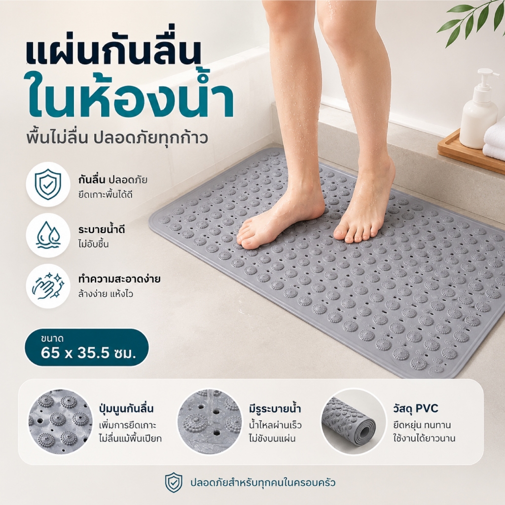 HHsociety แผ่นกันลื่นในห้องน้ำ รุ่น KY-01 รองกันลื่น ป้องกันการลื่น แผ่นกันลื่นผู้สูงอายุ