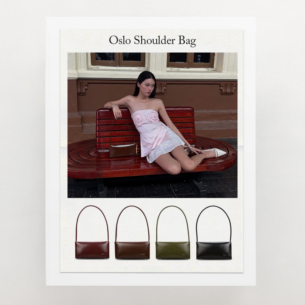 MUNIGA รุ่น Oslo Shoulder Bag กระเป๋าสะพายไหล่ พร้อมกล่อง อะไหล่เงิน กระเป๋าผู้หญิง กระเป๋าทรงพอช ขายดี