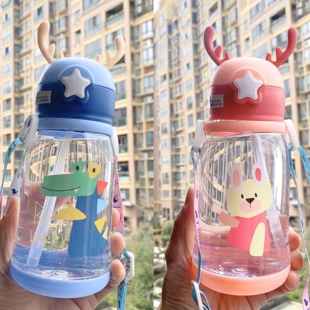กระติกน้ำเด็ก กระบอกน้ำเด็ก  พร้อมสายคล้องคอ วัสดุอย่างดี ทนทาน ความจุ 600ml รุ่น M2