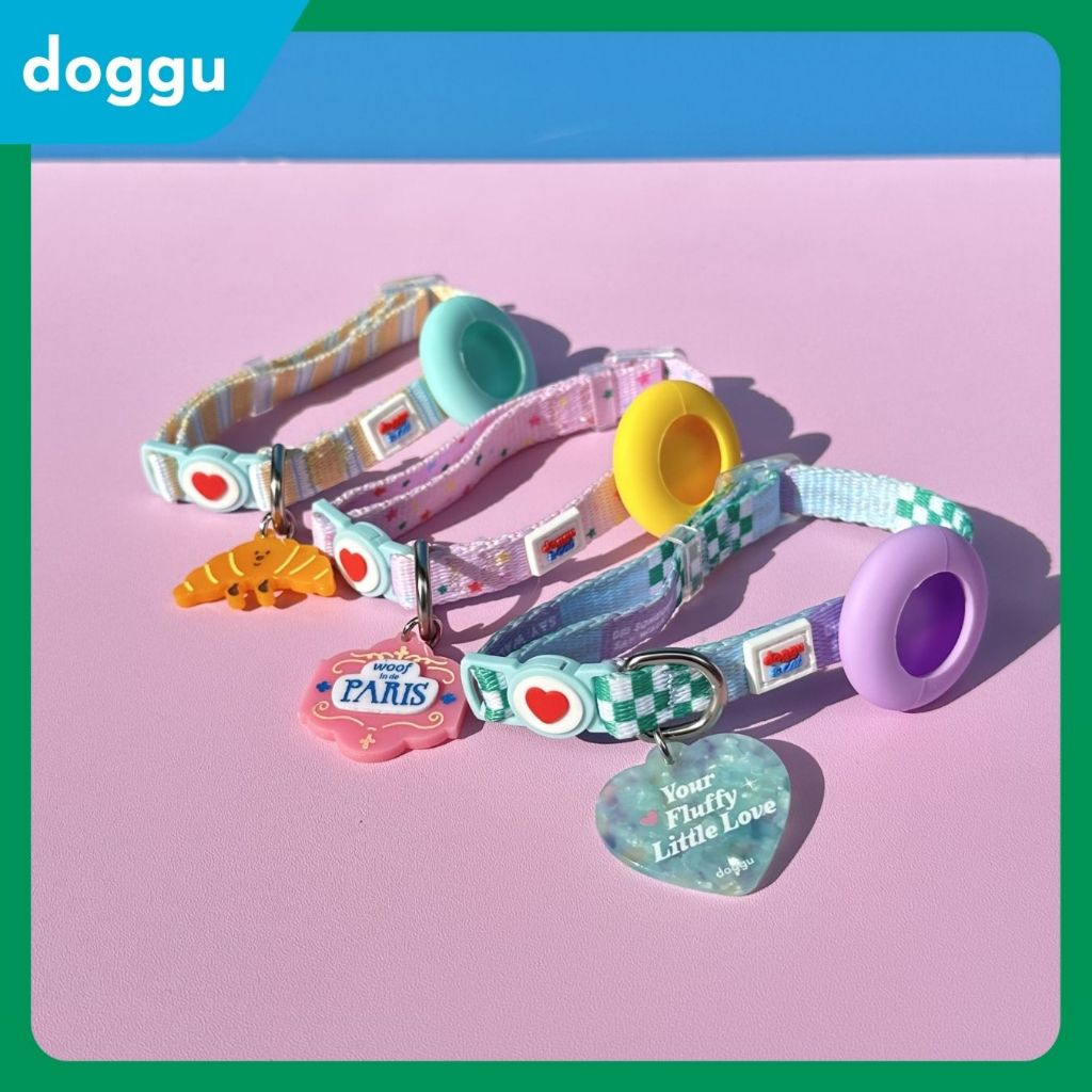 [พร้อมส่ง] Doggu & Cat Safety buckle airtag collar ปลอกคอนิรภัยพร้อมซิลิโคนใส่ AirTag