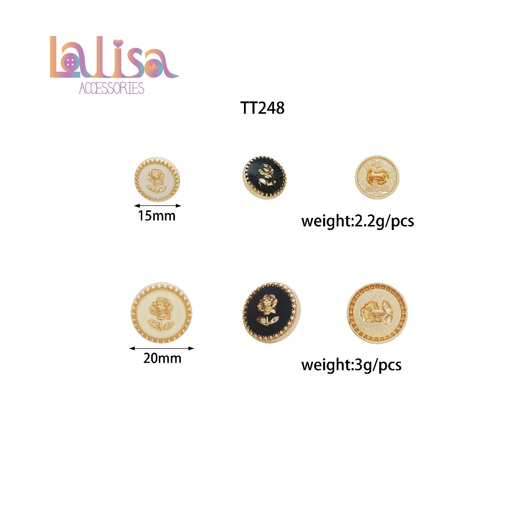 กระดุมกุหลาบวินเทจหรู alloy button TT248