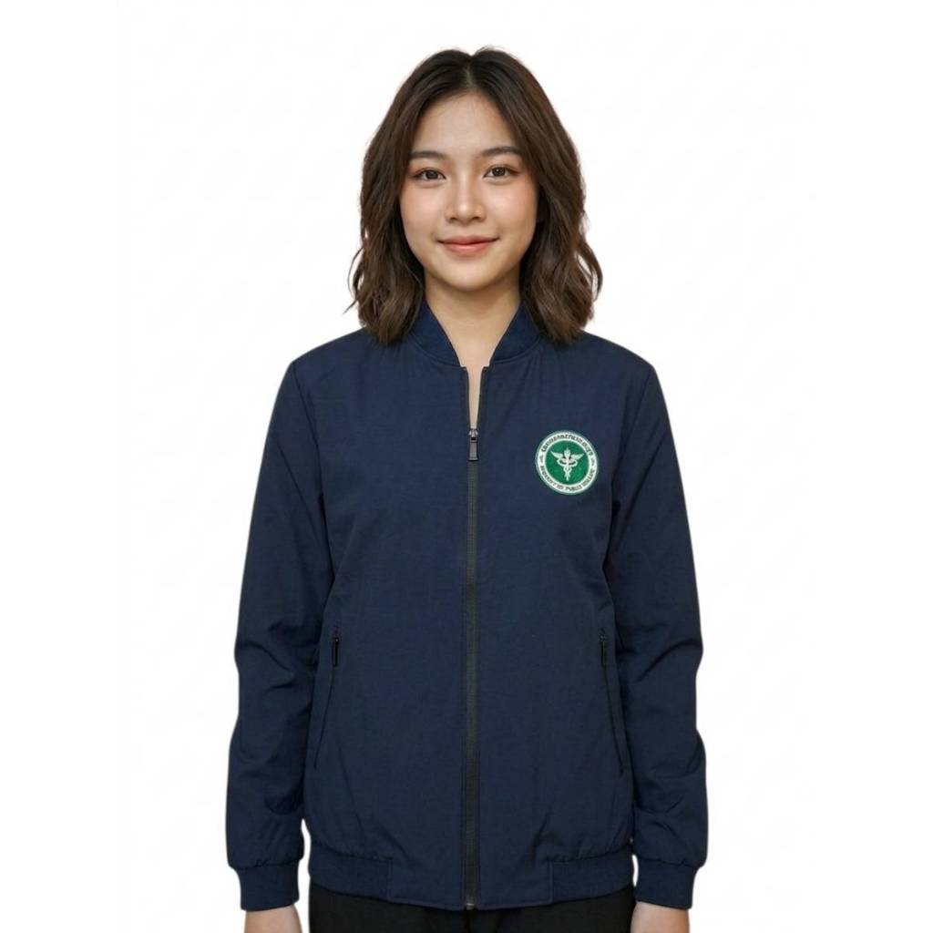 เสื้อ เสื้อแขนยาว แจ็คเก็ต คอจีน สาธารณสุข สีกรม