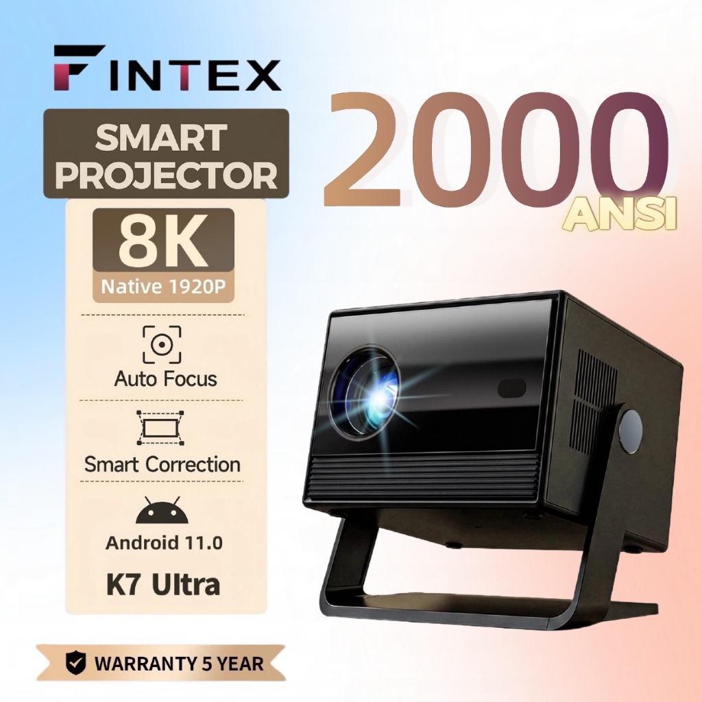 APEXUS K7 Ultra wifi 8K Projector โปรเจคเตอร์ 2000ANSI ความสว่างสูง Auto Focus keystone Google TV การควบคุมด้วยเสียง
