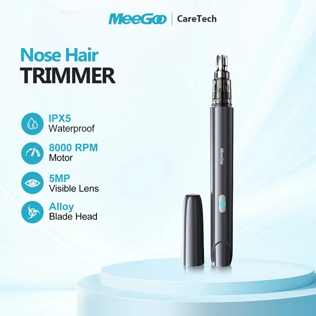 MeeGoo ที่ตัดขนจมูกผู้ชาย มองเห็น 500W HD WiFi แอป JesHome กันน้ำ IPX5 8000รอบ เงียบไม่ดึงขน พกพา