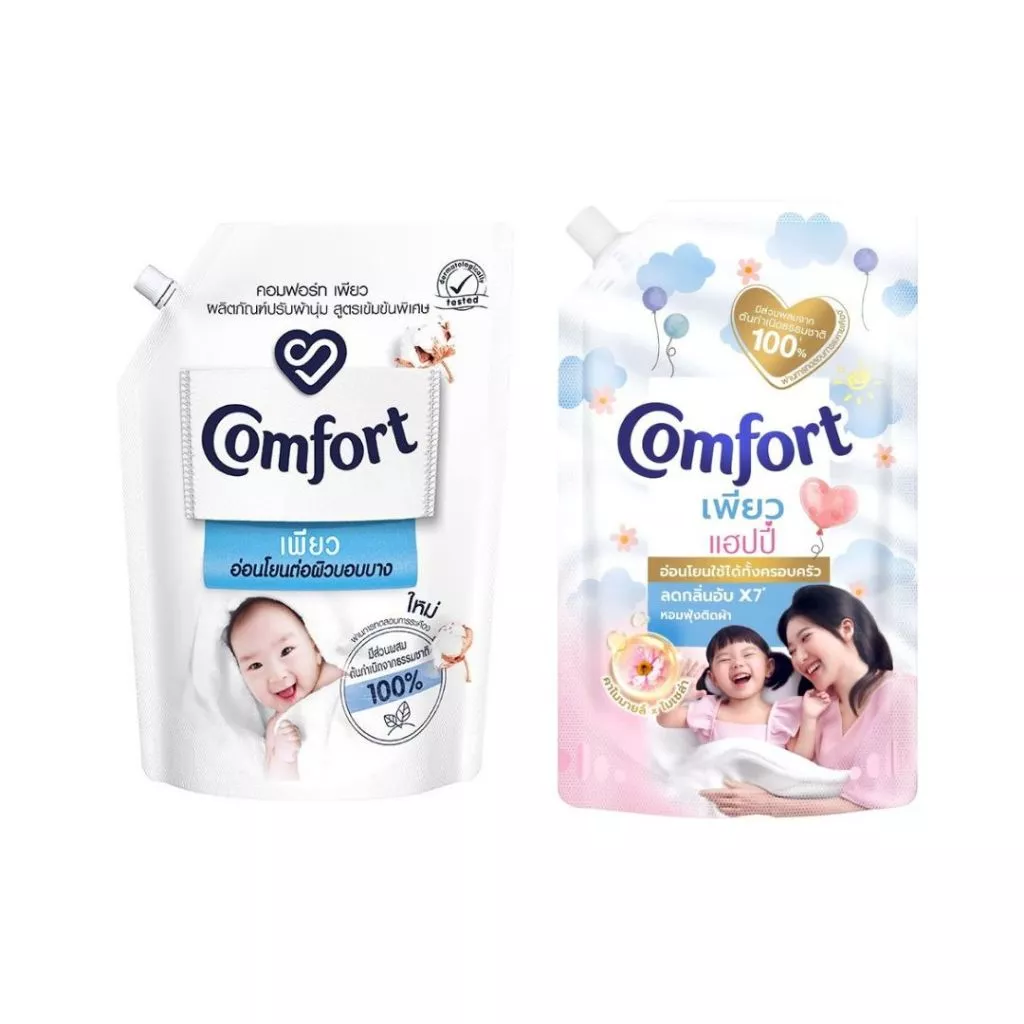 น้ำยาปรับผ้านุ่ม คอมฟอร์ท เพียว อ่อนโยนต่อผิวบอบบาง 1050 - 1250 มล. สีขาว Comfort Pure Fabric Softener 1050 - 1250ml.