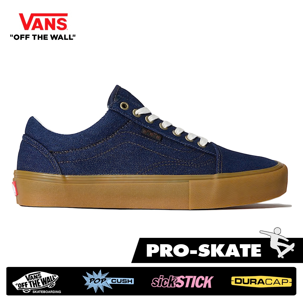 VANS SKATE รองเท้า Old Skool - Denim Blue [VN000EDNBJB] (Pro Skate) [ผ้ายีนส์]