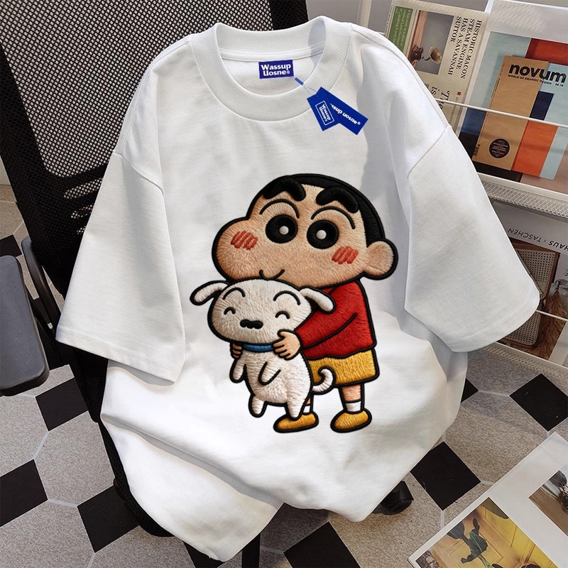 เสื้อยืด Oversize สีขาวลายชินจังน่ารักสไตล์คาวาอี้ 5.19