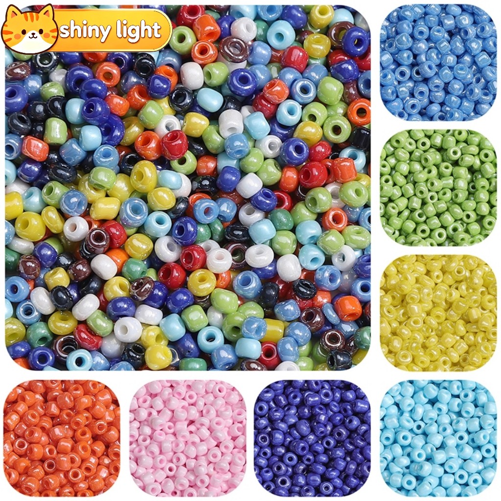 ลูกปัดแก้วเม็ดข้าวทรงไม่สม่ำเสมอ 3-4 มม. อุปกรณ์ DIY ทำสร้อยข้อมือ สร้อยคอ เครื่องประดับ