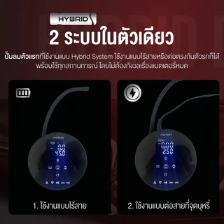 [โปร2ชิ้น] ที่สูบลมไร้สาย ปั้มลมพกพา ที่ปั้มลมไฟฟ้า Aston Hybrid Sonic 2in1 ลำโพง+ปั้มลม Electric Air Pump ระบบ Hybrid