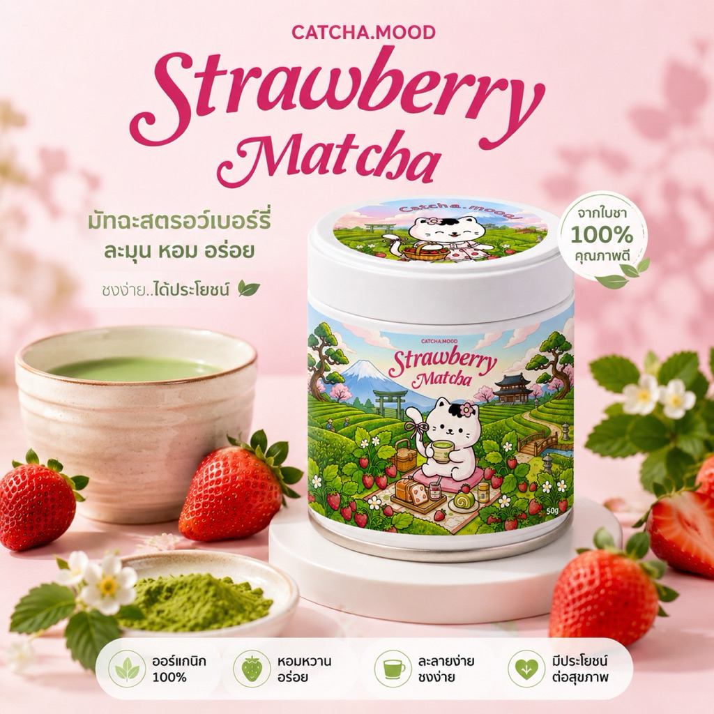 (หมด) Catcha Mood | UJI Strawberry Matcha 50g