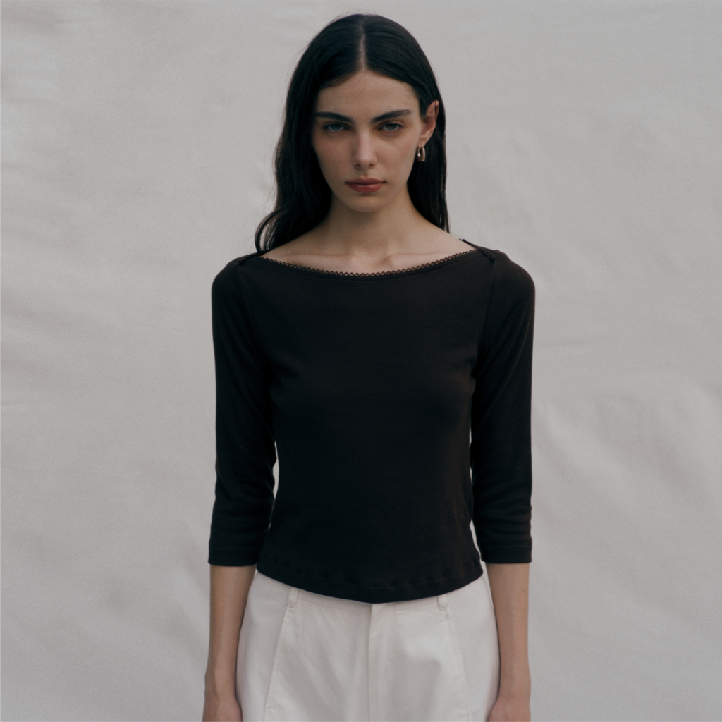 She Knows - Caroline Cotton Blouse เสื้อคอตต้อน แขน 3/4 แต่งลูกไม้ XS-XL