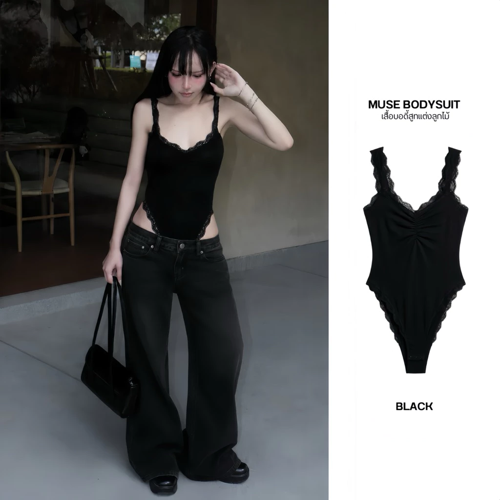 ‼️ส่งไวมีส่งด่วน‼️[SUACLOTHE] บอดี้สูทแต่งลูกไม้ MUSE BODYSUIT บอดี้สูทสุดแซ่บ พร้อมส่งจากไทย
