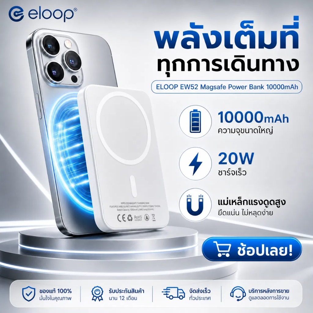 พาวเวอร์แบงค์ 10000mAh power bank PD 20W Quick Charge 3.0 Type-C แบตสำรอง รองรับชาร์จเร็ว ชาร์จเร็ว พาวเวอร์แบงค์มีสายใน