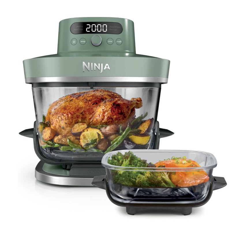 Ninja Crispi Pro 6-in-1 Glass Air Fryer | With Nontoxic, 6qt & 2.5qt Containers & Lids | Microwave, Freezer, Dishwasher