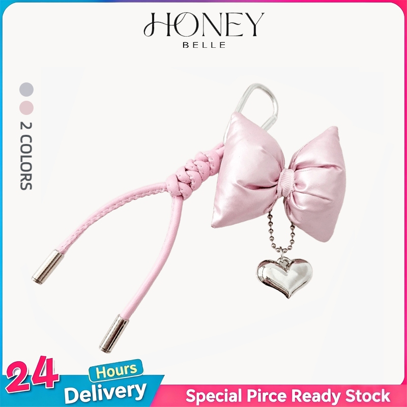HONEY BELLE พวงกุญแจโบว์ ดีไซน์ใหม่ แนวเกาหลี ของตกแต่งกระเป๋าและมือถือ พก
