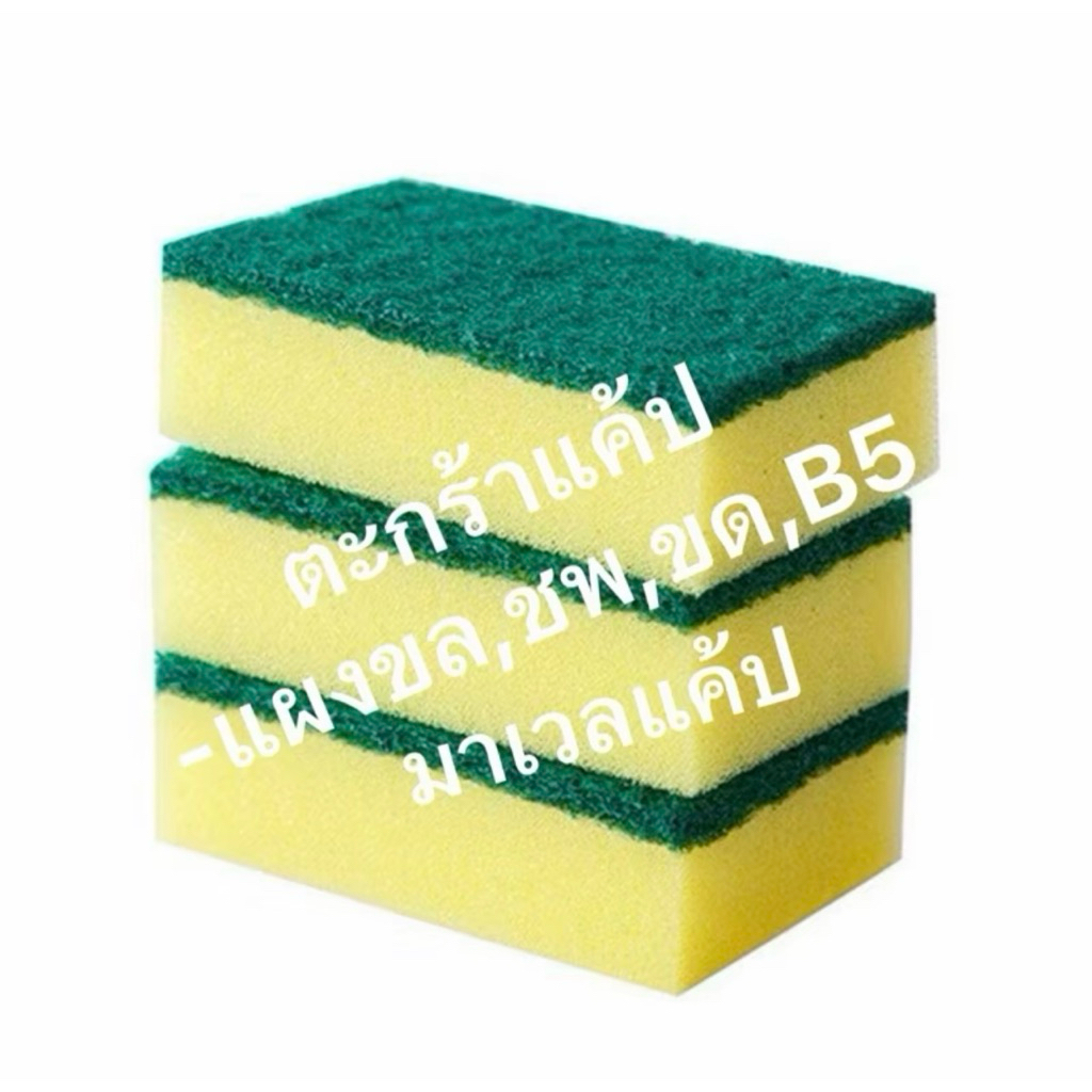 ฟองน้ำล้างจาน (แผงเขียวเหลือง,ชมพู,เขียวแดง,B5)