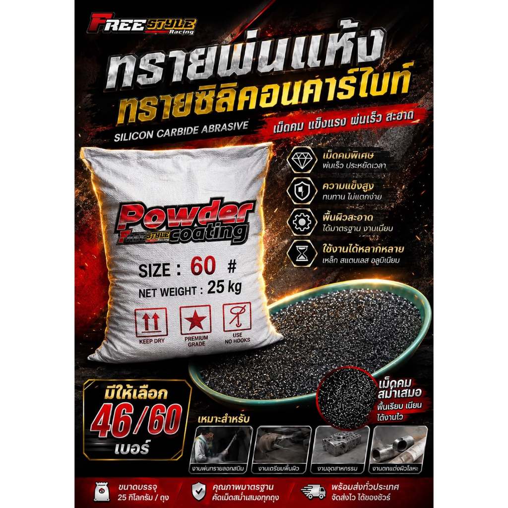 🔥ส่งโคตรด่วน 🔥ทรายแบล็คซิลิคอนคาร์ไบท์อย่างดี ฝุ่นน้อย เม็ดคม ทำความสะอาดชิ้นงานสำหรับตู้ยิงทรายแห้ง
