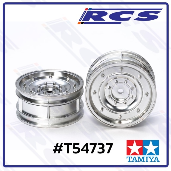 TAMIYA 54737 MATTE PLATED SILVER DISH WHEELS (26mm WIDTH, OFFSET +4)
