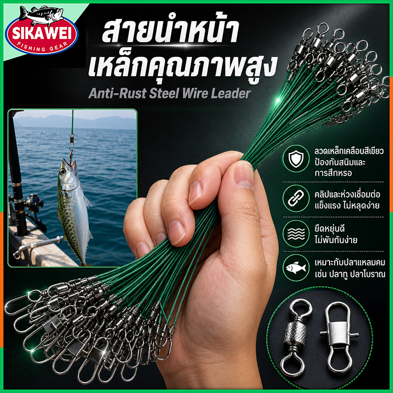 Sikawei อุปกรณ์ลวดสําหรับใช้ในการตกปลา 10 แพ็ค
