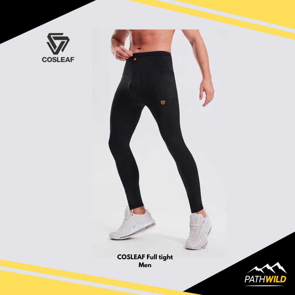 COSLEAF Full Tight Men กางเกงวิ่งออกกำลังกายรัดรูปขายาว สำหรับผู้ชาย มีช่องเก็บของ นุ่มใส่สบายกระชับดีแห้งไว