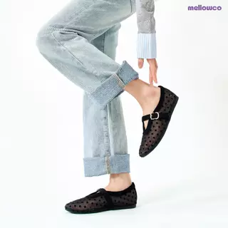 Mellowco รุ่น Rica Polka Dot Flat รองเท้าผ้าตาข่ายลายจุด ME-6104