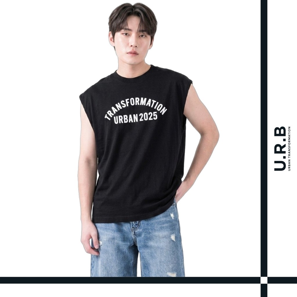 URBAN : MEN'S SLEEVELESS TEE เสื้อเเขนกุดผู้ชาย ทรงหลวม รุ่น 1UTMT5053 สี Black l แบล็ค