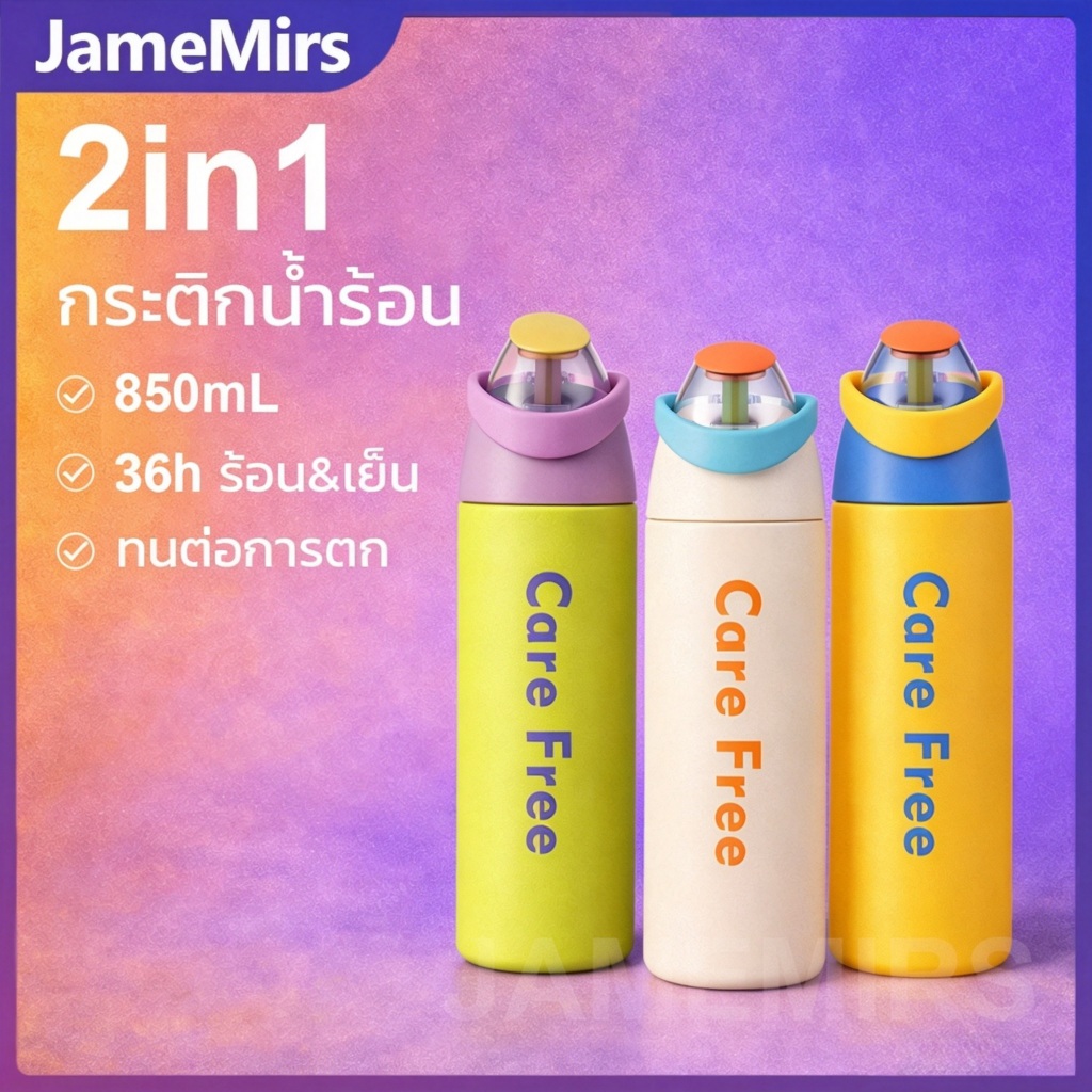 JameMirs 850ml  แก้วเก็บความเย็น ถ้วยน้ํากีฬากลางแจ้ง สแตนเลส 316 แก้วน้ำเก็บความเย็น ขวดน้ำ กระบอกน้ำพกพา Outdoor Cup