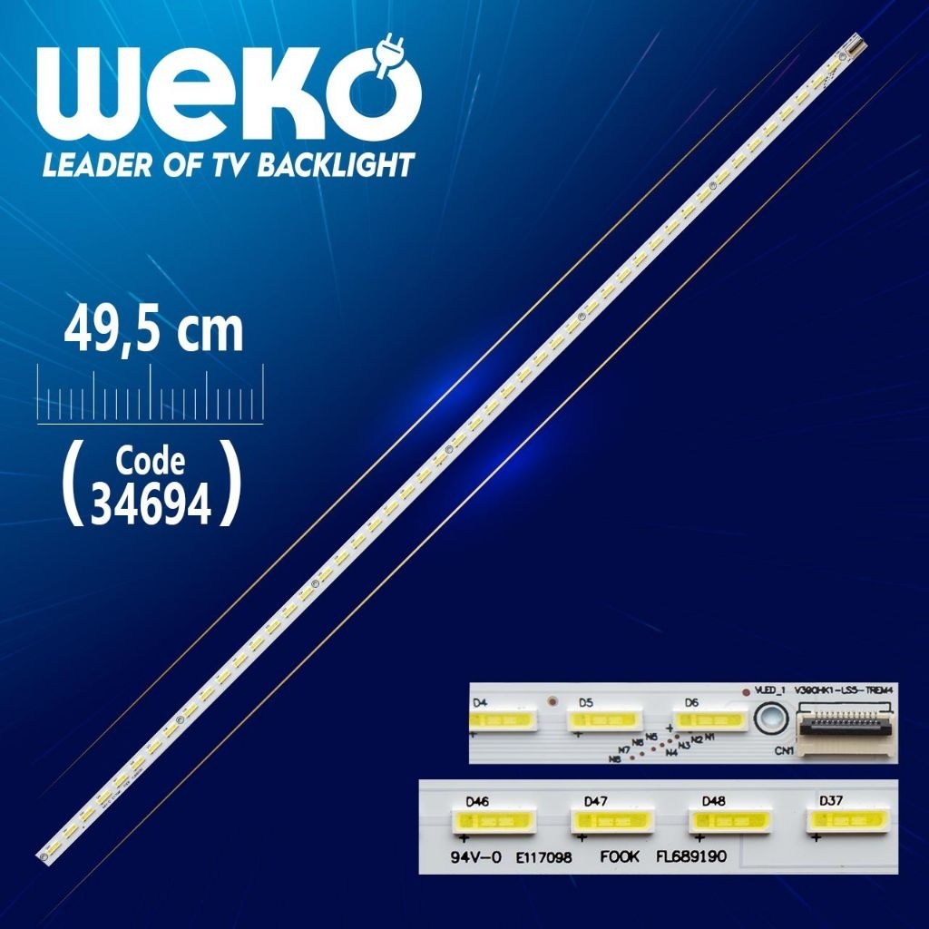 Panasonic TH-L39EM5T495mm LED strip 48leds V390HK1-LS5-TREM4 E117098 For Hisense LE39A720 LED39K300J