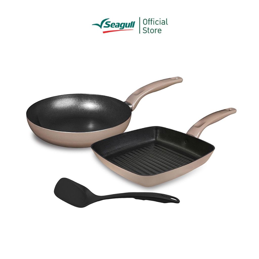 Seagull ชุดเครื่องครัวนอนสติ๊ก เวลตี้ ไลฟ์ (3 ชิ้น) Wealthy Life Non-stick Cookware Set