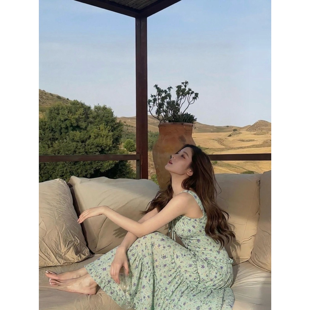 PICHA_BRAND : FLORAL SMOCKED MAXI DRESS ชุดเดรสยาว