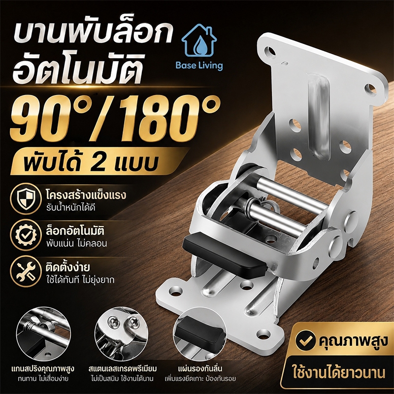 บานพับขาโต๊ะ ปรับองศาได้ 90-180 องศา มีระบบล็อกอัตโนมัติ ทำจากเหล็กเกรดคุณภาพ รองรับน้ำหนักสูง แถมสกรูติดตั้งครบชุด