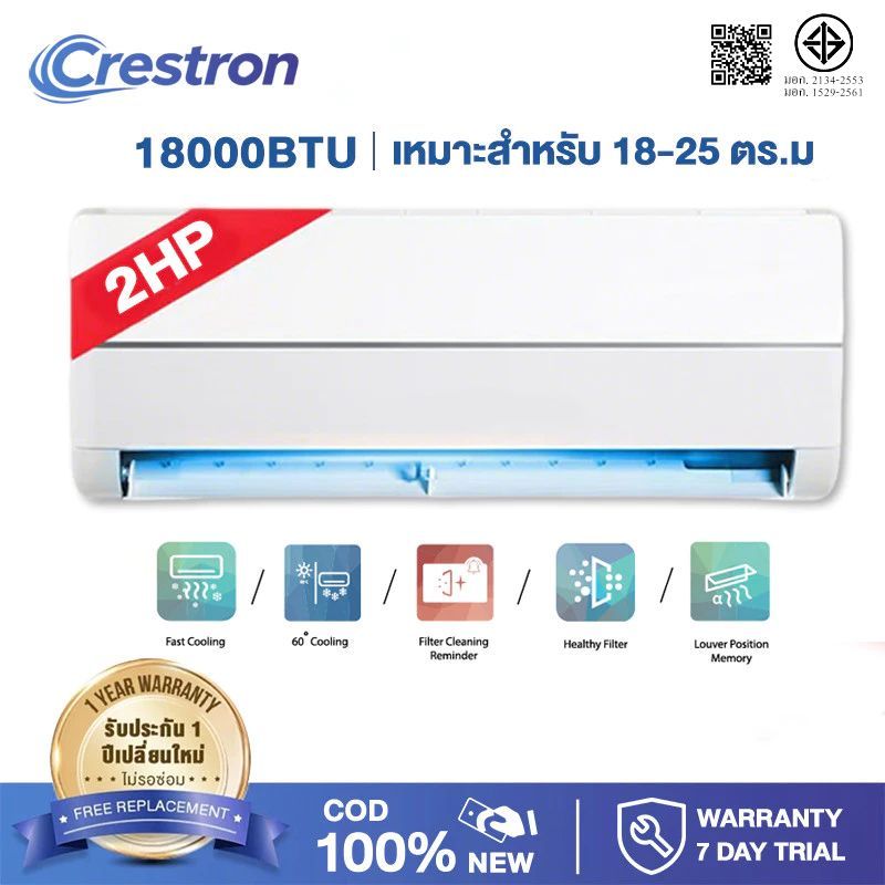 ระบบ Fixed Speed เครื่องปรับอากาศติดผนังรุ่น 9,000 - 18,000 BTU _non-install ไม่รวมค่าติดตั้ง