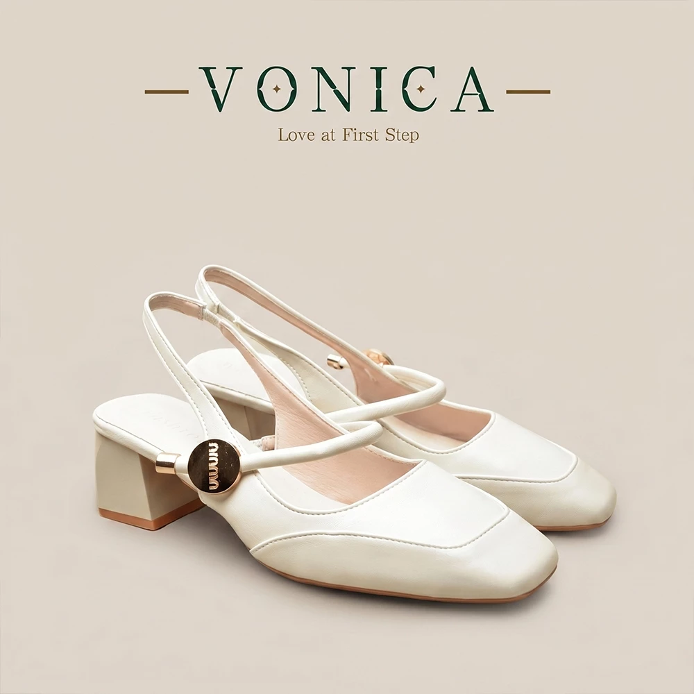 VONICA รองเท้าแตะแมรี่เจนส้นหนา 5cm ใส่สบายสุดๆ พร้อมเลือก 3 สี สไตล์ฝรั่งเศส ไปทำงานก็เป๊ะ