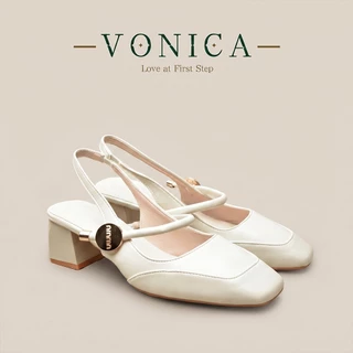 VONICA รองเท้าแตะแมรี่เจนส้นหนา 5cm ใส่สบายสุดๆ พร้อมเลือก 3 สี สไตล์ฝรั่งเศส ไปทำงานก็เป๊ะ