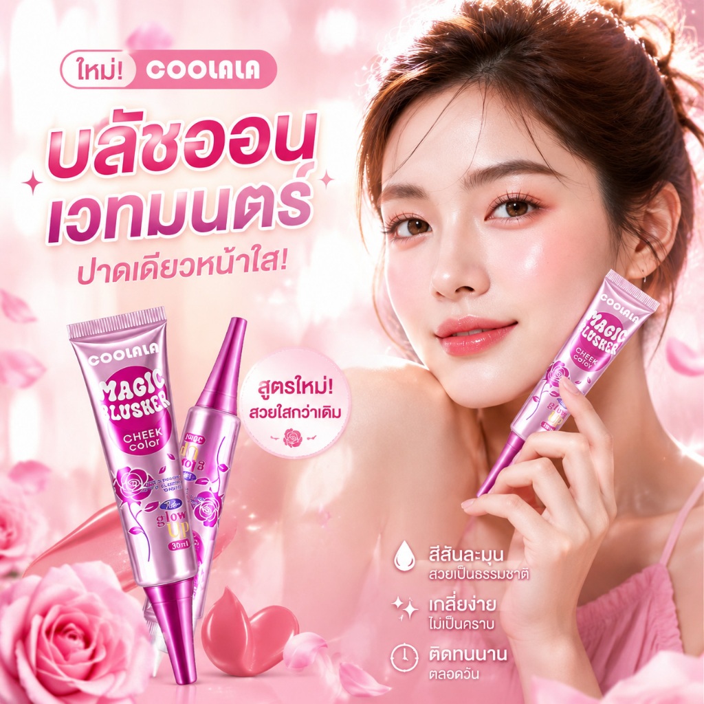 【สินค้าพร้อมส่ง】COOLALA Magic บลัชออนเหลวเปลี่ยนสี กันน้ำ ติดทนนานไม่หลุด 30ml เนื้อเบาสีสด