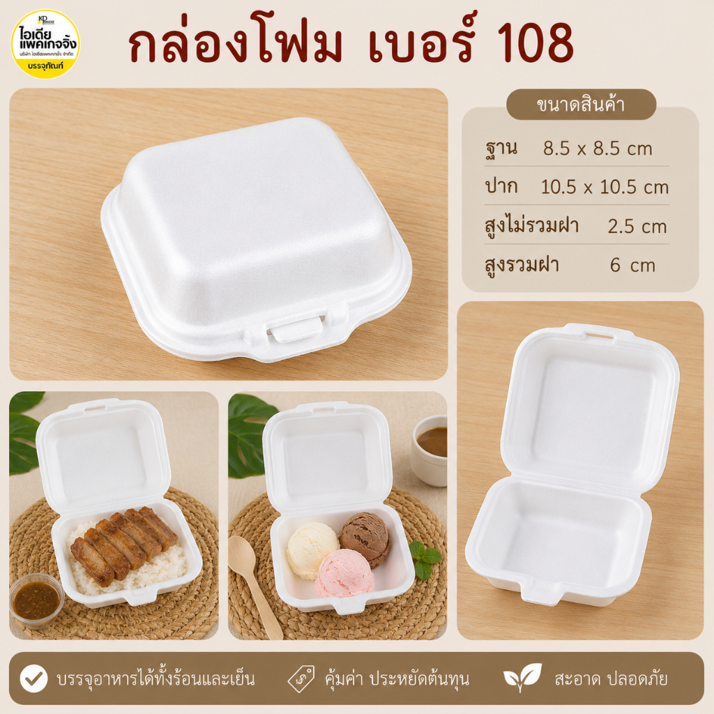 กล่องโฟม 108 กล่องข้าวเหนียวหมู 100 ใบ