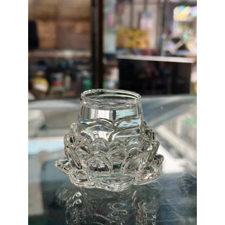 ชุดแก้วน้ำถวายพระ ฐานดอกบัว ลายสวยงาม ชุดแก้วน้ำถวายน้ำบนหิ้งพระ ชุดแก้ว+ฐานดอกบัว