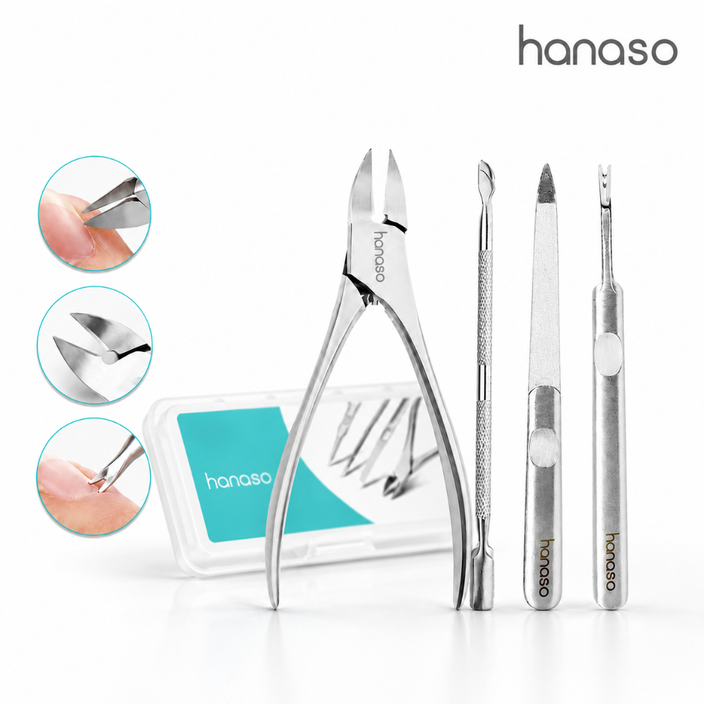 Hanaso ชุดกรรไกรตัดหนังขอบเล็บ Nail Cutter Cuticle ไม่เป็นสนิม มีสปริง ใช้งานง่าย พกพาสะดวก