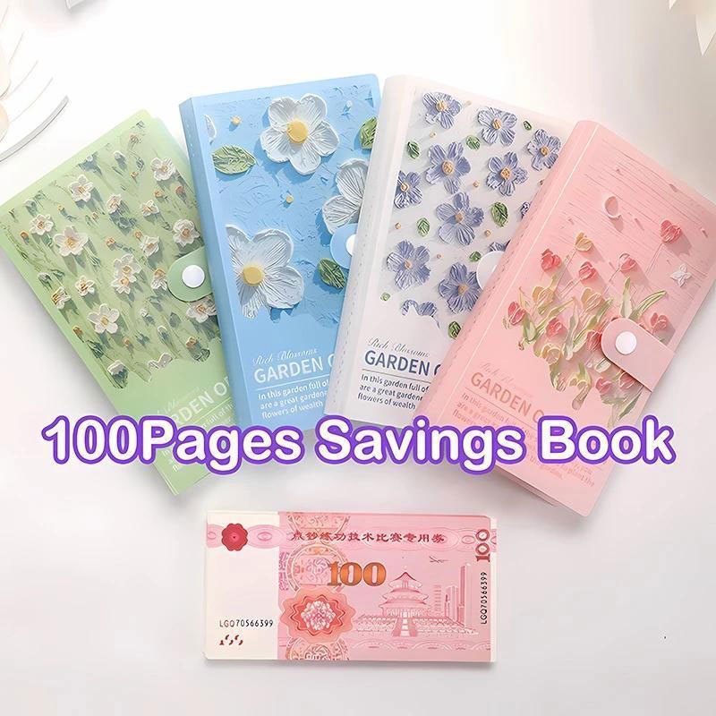 สมุดเก็บเงินสไตล์วินเทจดอกไม้ ใส่ธนบัตรได้ 100 ช่อง ออมเงินสนุกๆ สำหรับทุกคน