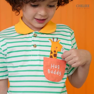 Chelsee เสื้อโปโล แขนสั้น ลายทาง ยีราฟ ผ้า 100%Cotton เด็กผู้ชาย อายุ 1.5-10 ปี เสื้อผ้าเด็กโต รุ่น 128276