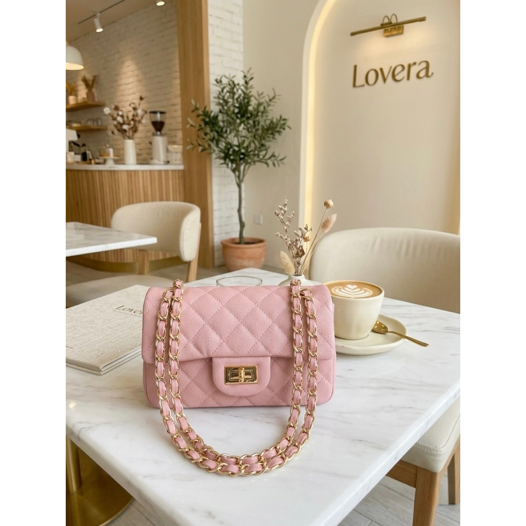 CC classic 20cm กระเป๋าหนังวัวคาเวียร์ แบรนด์Lovera