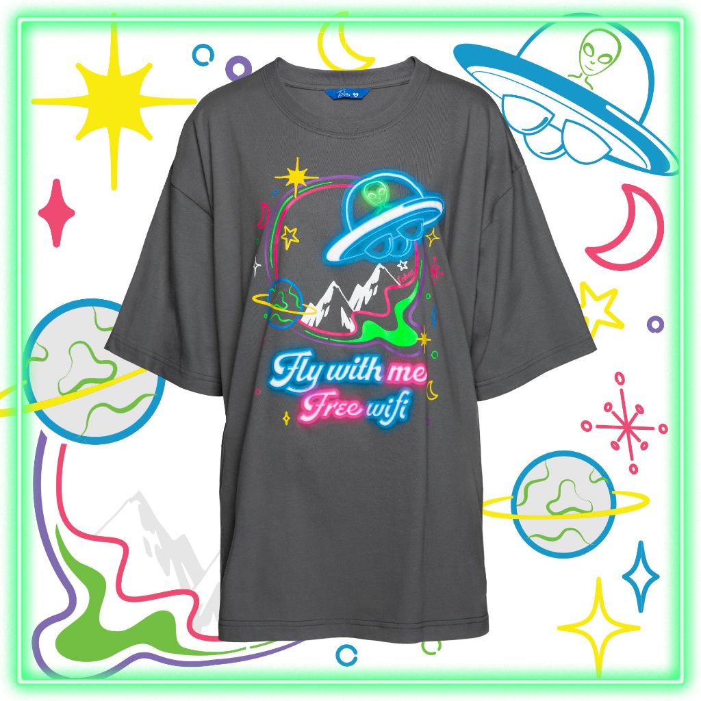 Tohns Oversize UFO Collection เสื้อยืดทรงหลวมสุดคูล ใส่สบาย แมตช์ง่าย