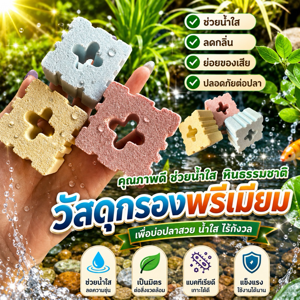 วัสดุกรอง 🥇ช่วยน้ำใส + เกรดพรีเมียม🐟🌿