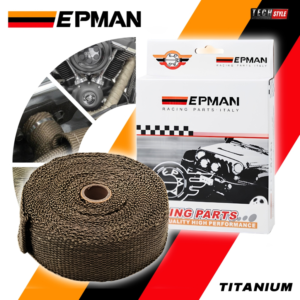 EPMAN Titanium Heat Exhaust Wrap เทปพันเฮดเดอร์ กันความร้อนท่อไอเสีย 2"x10M พร้อมสายรัดสแตนเลส