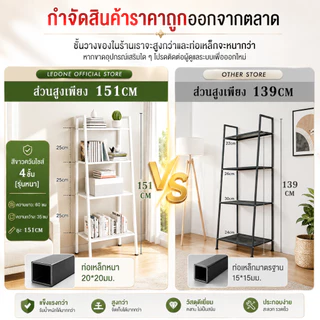 LD 150cm ชั้นวางของ สแตนเลสเค 3/4/5 ชั้น ชั้นอเนกประสงค์น ทรงสี่เหลี่ยมคางหมูรับน้ำหนักได้150kgและดำ