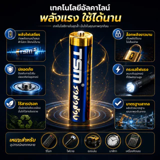 ถ่าน AAA ราชาช้าง TSM-3A4 1.5V ของแท้ แพ็ค 4 ก้อน ถ่านรีโมท ถ่านไฟฉาย ใช้งานยาวนาน พร้อมส่ง